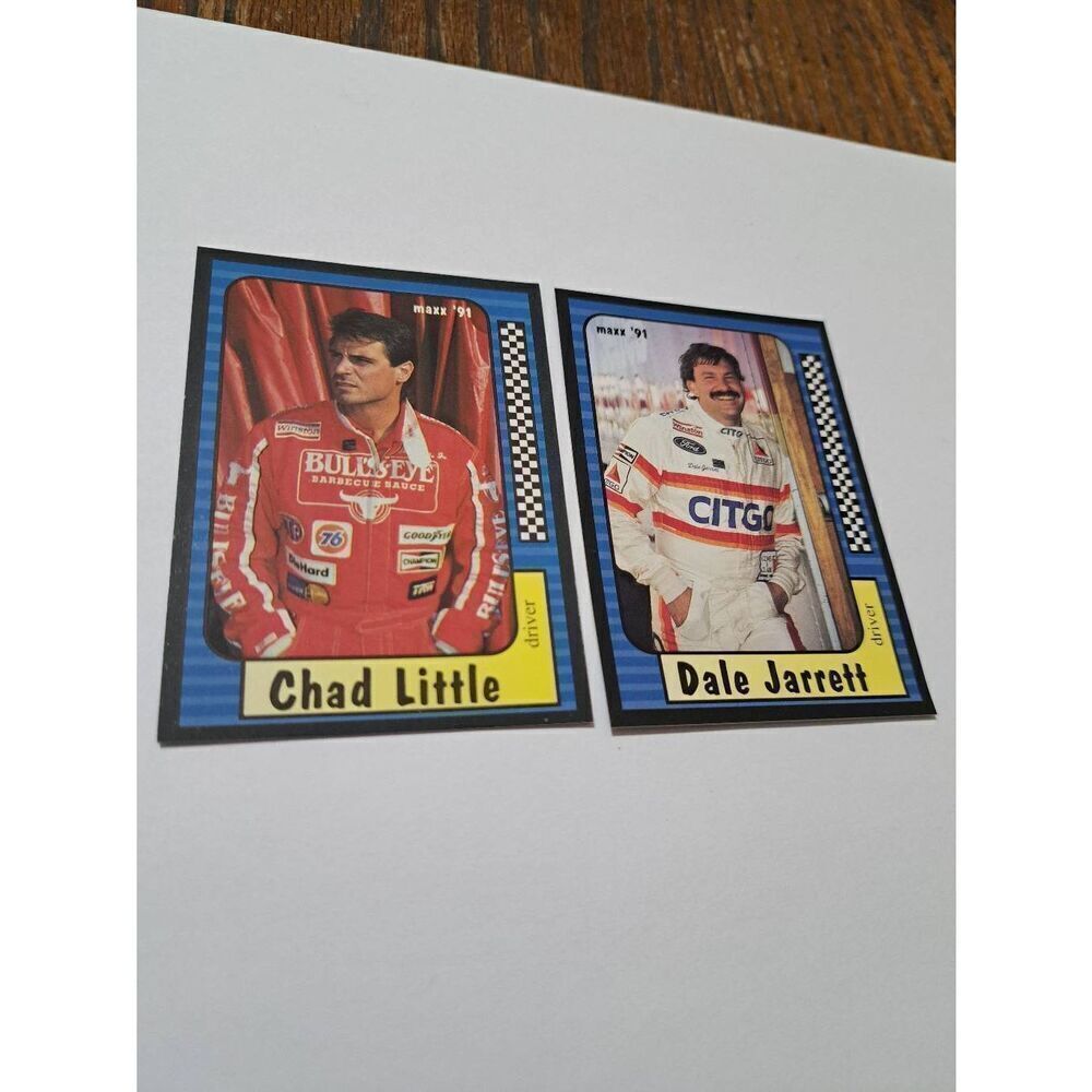 Vintage 1991 Maxx Chad Little #19 Dale Jarrett #21 Nascar Trading Cards Lot of 2